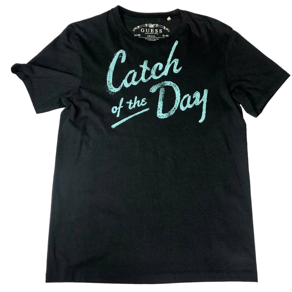 GUESS Catch of the Day Black T-Shirt Size S